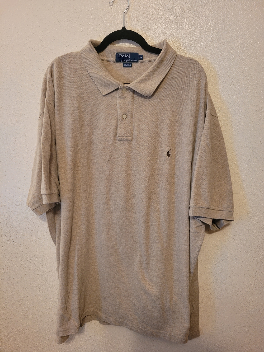 Polo Ralph Lauren Men's 3XL Beige Heather Cotton Mesh Polo Pony Preppy